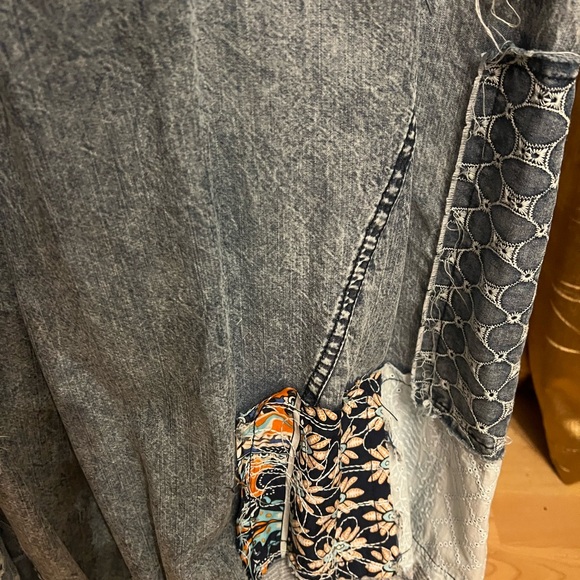 Oh Patchwork Denim Jumpsuit - Blue and Gray - Picture 2 of 6